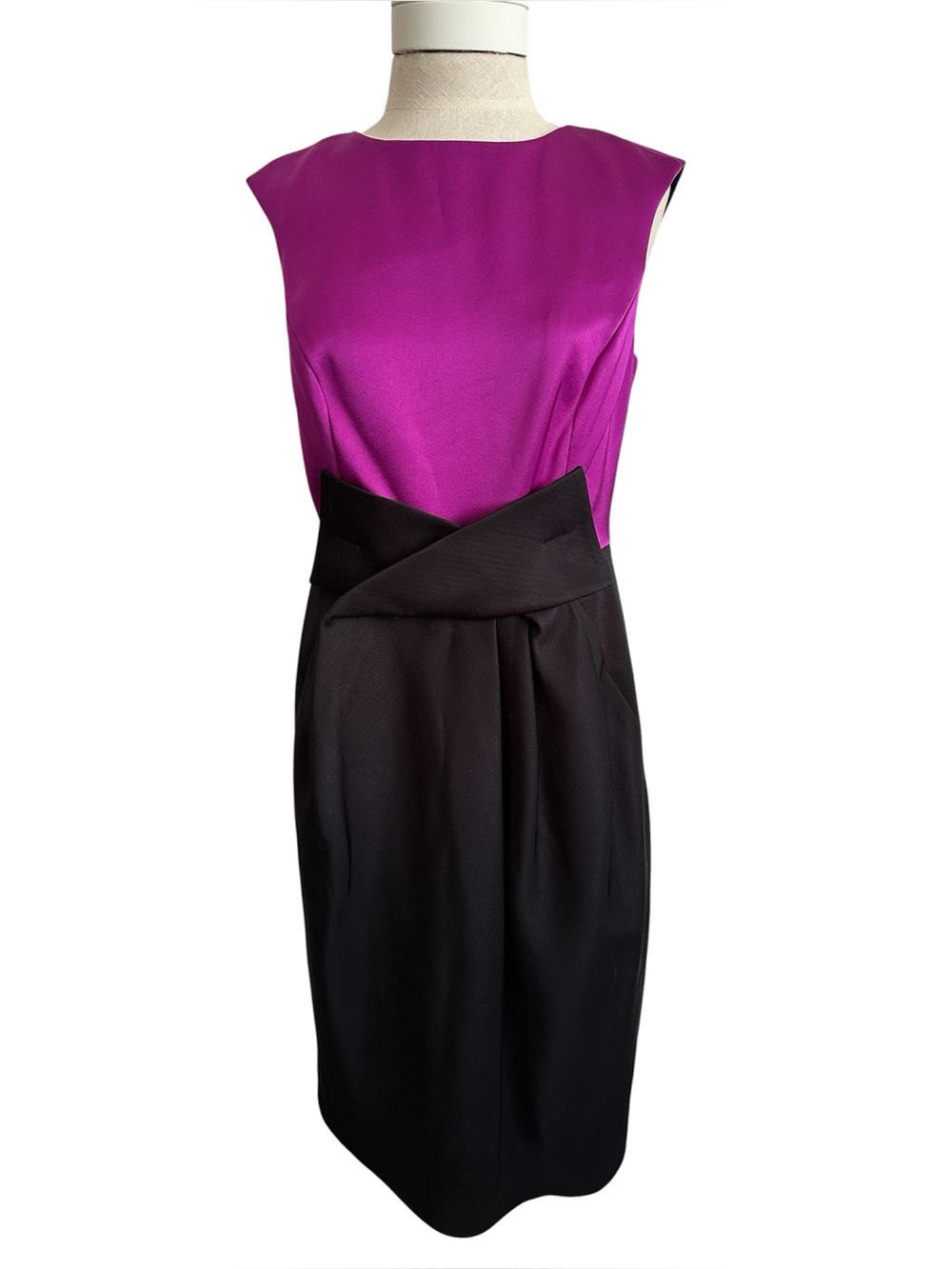 Carlisle Collection Sleeveless Bow Cocktail Dress Black & Fuchsia Orchid Size 6